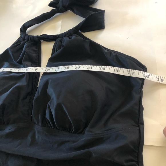 Aqua Eve Halter Keyhole Ruched Tummy Control One-Piece Swimsuit Plus Size 22W - Picture 11 of 16